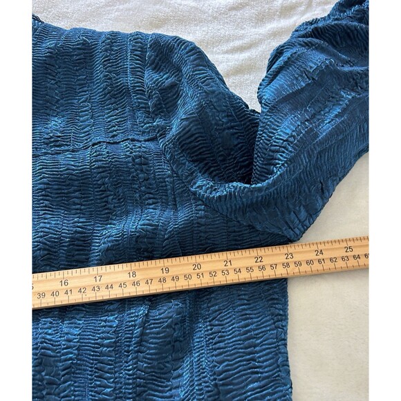 Chicos Womens Jacket Size 3 Shimmer Teal Textured Retro Elegant Dressy Casual - Picture 9 of 12